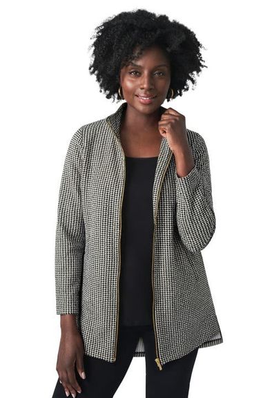 Jessica London Jessica London Stretch Cotton Zip Front Hi-Low Jacket