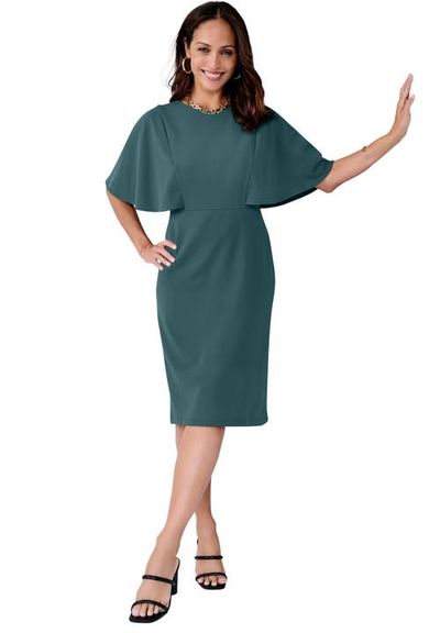 Jessica London Jessica London Stretch Crepe Cape Sheath Dress