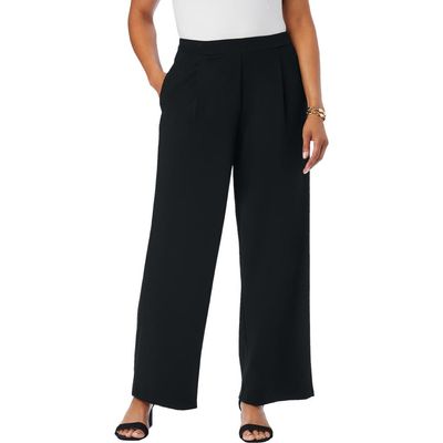 Jessica London Jessica London Stretch Knit Crepe Wide Leg Pant