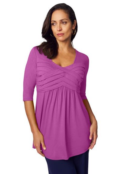 Jessica London Jessica London Stretch Knit Pleated Tunic