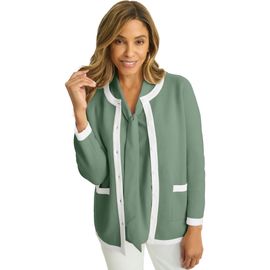 Jessica London Jessica London Tipped Boxy Cardigan