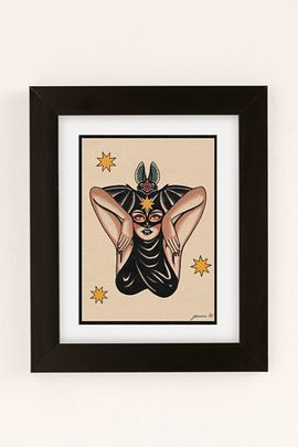 Jessica O. Jessica O. Batty Girl Art Print in Black Matte Frame at Urban Outfitters