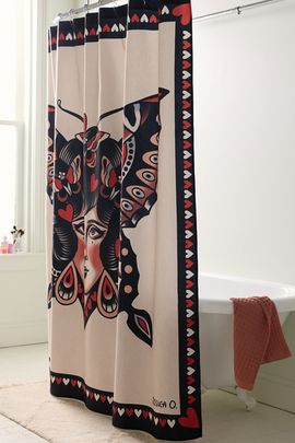 Jessica O. Jessica O. Peaceful Queen Of My Heart Printed Shower Curtain in Black at Urban Outfitters