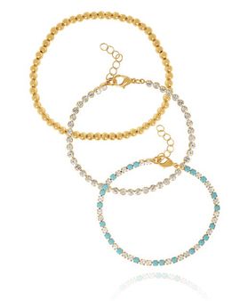 Jessica Simpson Jessica Simpson 3-Piece Chain & Crystal Bracelet Set