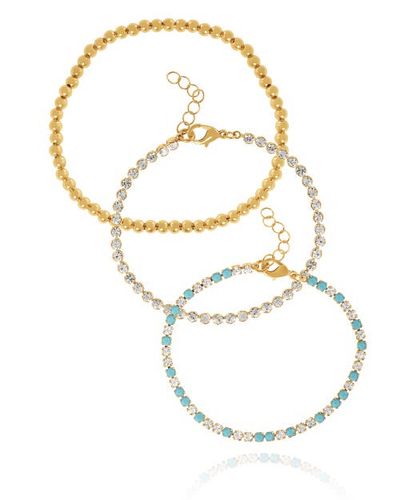 Jessica Simpson Jessica Simpson 3-Piece Chain & Crystal Bracelet Set