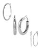 Jessica Simpson Jessica Simpson 3-Piece Textured Silver-Tone Hoop Earring Set  - 1