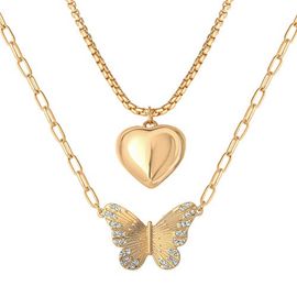 Jessica Simpson Jessica Simpson Butterfly and Heart Layered Necklace