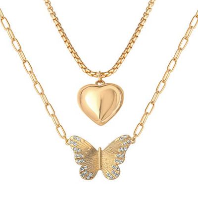 Jessica Simpson Jessica Simpson Butterfly and Heart Layered Necklace