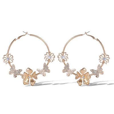 Jessica Simpson Jessica Simpson Flower and Butterlfy Hoop Earrings