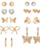Jessica Simpson Jessica Simpson Gold-Tone Bow, Butterfly & Pearl Stud & Hoop Earring Set, 12 Pairs  - 1