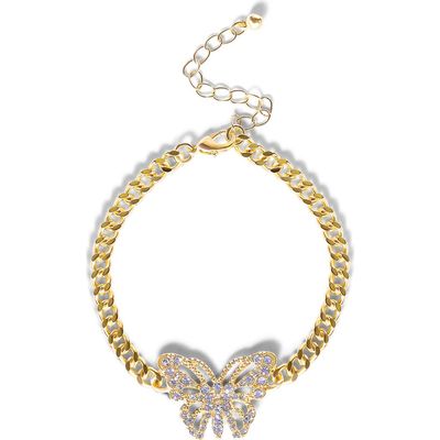 Jessica Simpson Jessica Simpson Gold-Tone Butterfly Crystal Chain Bracelet 