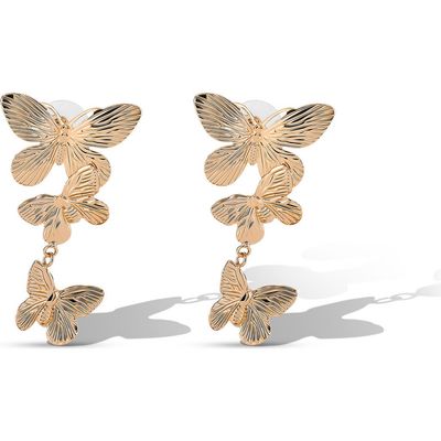 Jessica Simpson Jessica Simpson Gold-Tone Butterfly Earrings for Women, Drop Earings with 3 