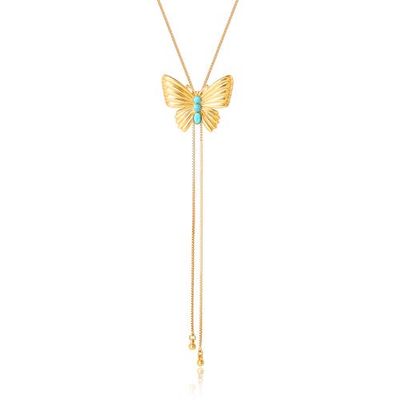 Jessica Simpson Jessica Simpson Gold-Tone Butterfly Y-Lariat Necklace with Green Crystal 