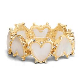 Jessica Simpson Jessica Simpson Gold-Tone Heart Bracelet with Rhinestone Embellishments