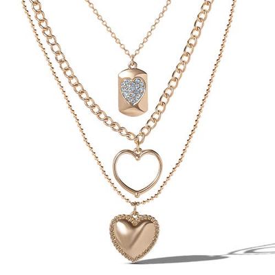 Jessica Simpson Jessica Simpson Gold-Tone Multi-Charm Heart Layered Necklace Set 