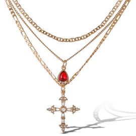 Jessica Simpson Jessica Simpson Layered Cross & Gem Necklace
