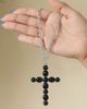 Jessica Simpson Jessica Simpson Ox Silver Black Cross Necklace - 3