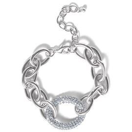 Jessica Simpson Jessica Simpson Silver-Tone Pavé Oval Link Bracelet 