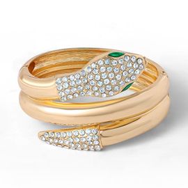 Jessica Simpson Jessica Simpson Snake Hinge Gold-Tone Bracelet with Crystal Eyes 