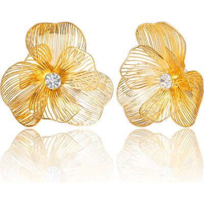 Jessica Simpson Jessica Simpson Textured Gold-Tone Petal Flower Stud Earrings 