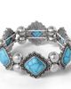 Jessica Simpson Jessica Simpson Turquoise and Silver Stretch Bracelet with Western Motif  - 1
