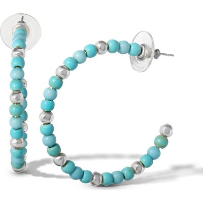 Jessica Simpson Jessica Simpson Turquoise Bead Hoop Earrings, Gold Or Silver Tone