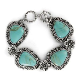 Jessica Simpson Jessica Simpson Turquoise Gemstone Flower Bracelet