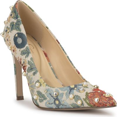 Jessica Simpson Jessica Simpson Welica Embellished Jacquard Pump