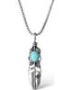 Jessica Simpson Jessica Simpson Womens Feather Necklace with Turquoise Stone, Silver-Tone Turquoise Necklace Long 23" - 1