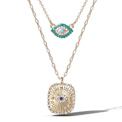 Jessica Simpson JS Jessica Simpson Gold-Tone Layered Evil Eye Pendant Necklace Set 
