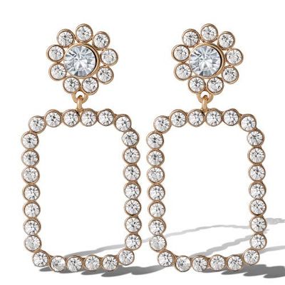 Jessica Simpson JS Jessica Simpson Gold-Tone Pave Rectangle Drop Earrings 