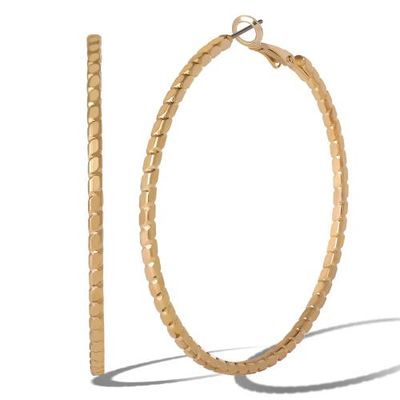 Jessica Simpson JS Jessica Simpson Textured Omega Gold-Tone Large Hoop Earrings 