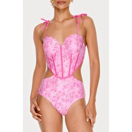 Jessie Zhao New York Jessie Zhao New York Pink Bloom One-Piece Swimsuit 