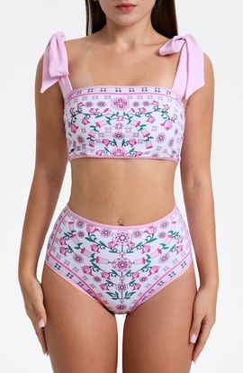 Jessie Zhao New York Jessie Zhao New York Pink Blossom Reversible Two-Piece Swimsuit 