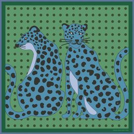 Jessie Zhao New York Jessie Zhao New York Twin Leopards Double Sided Silk Scarf