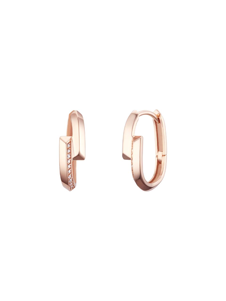 J.ESTINA 14K Rose Gold Arch-Curved Signature Earrings (JJSJEQ5B1600R4000)