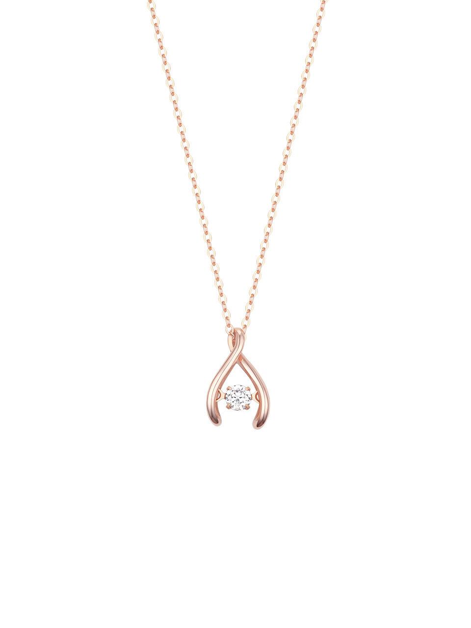 J.ESTINA 14K Rose Gold Wishbone Cubic Zirconia Necklace (JJWJNQ5B2101R4420)