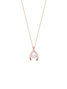 J.ESTINA 14K Rose Gold Wishbone Cubic Zirconia Necklace (JJWJNQ5B2101R4420)