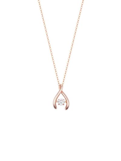 J.ESTINA 14K Rose Gold Wishbone Cubic Zirconia Necklace (JJWJNQ5B2101R4420)