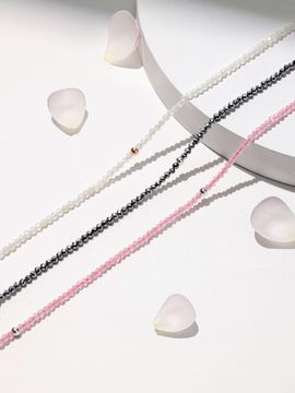 J.ESTINA 925 Silver Beaded Toggle Bar Necklace