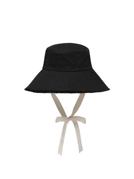 J.ESTINA J.Letter Cotton Bucket Hat _ Black