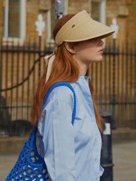 J.ESTINA J.LETTER Raffia Ribbon Sun Cap