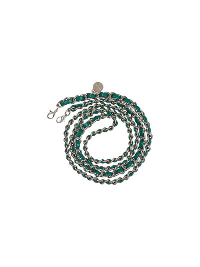 J.ESTINA Joelle Twisted Leather Crossbody Chain Strap Green
