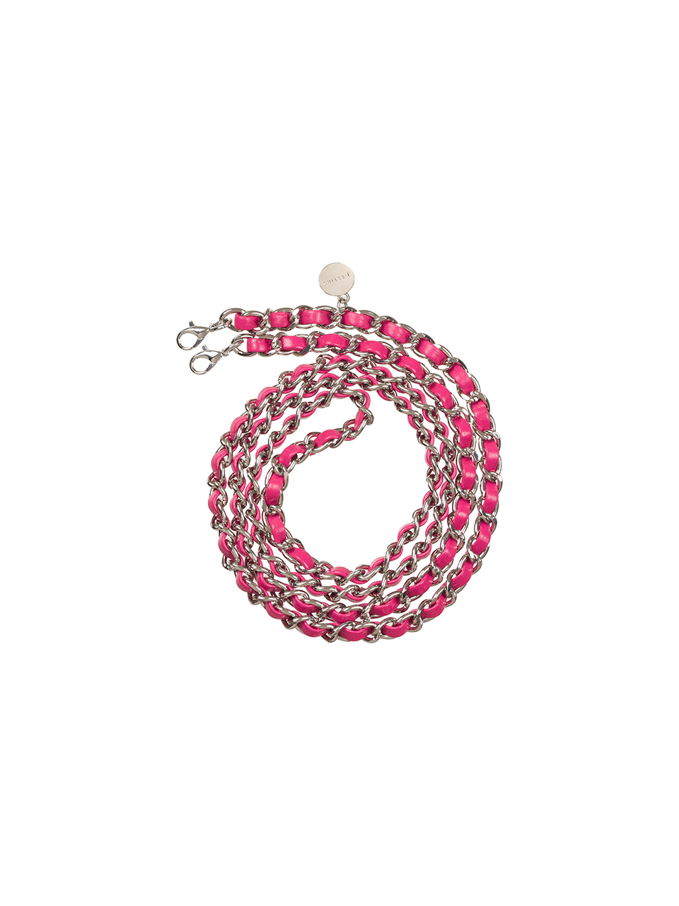 J.ESTINA Joelle Twisted Leather Crossbody Chain Strap Pink