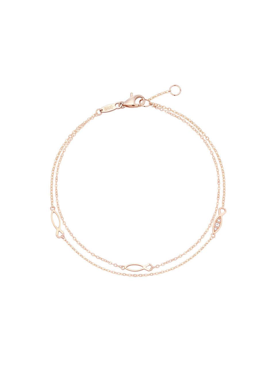 J.ESTINA Lucky Fish CZ Rose Gold Bracelet (JJJTBQ5B2007R47S0)