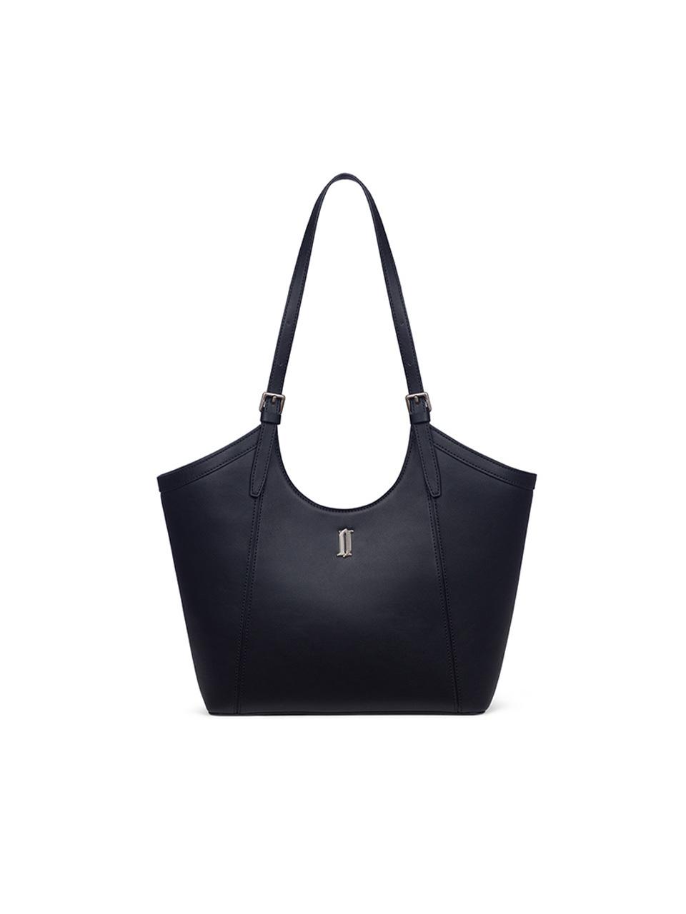 J.ESTINA PONTE Curved Synthetic Leather Shoulder Bag [Black] (JHNCHA5BS055BK980)