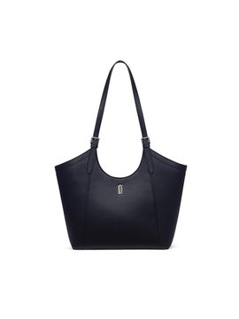 J.ESTINA PONTE Curved Synthetic Leather Shoulder Bag [Black] (JHNCHA5BS055BK980)