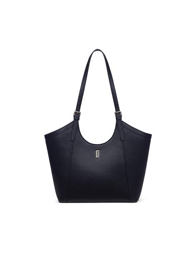 J.ESTINA PONTE Curved Synthetic Leather Shoulder Bag [Black] (JHNCHA5BS055BK980)
