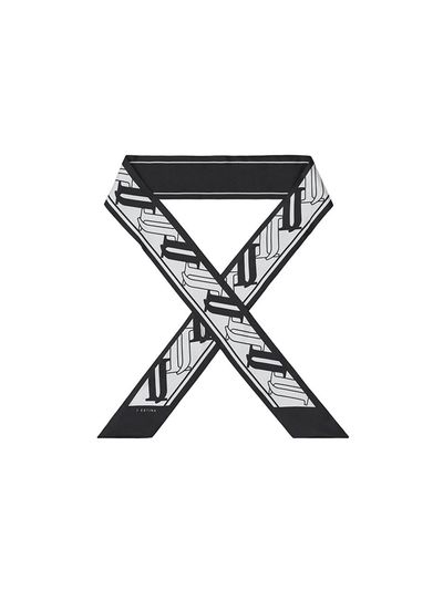 J.ESTINA Silk Logo Pattern Scarf [Black] (JEACED5BS720BK330)