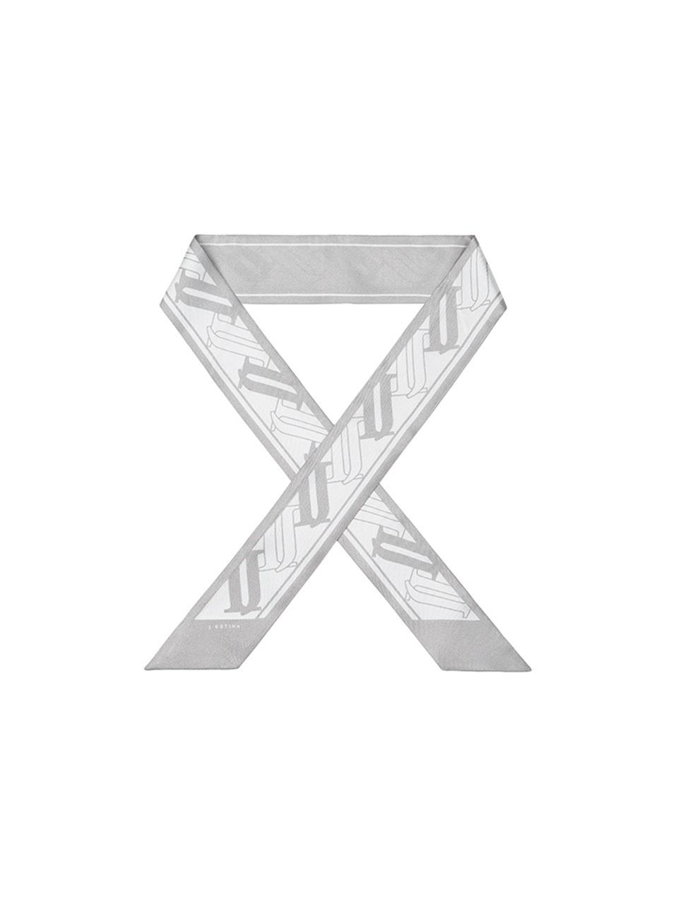 J.ESTINA Silk Logo Pattern Scarf [Grey] (JEACED5BS720GR330)